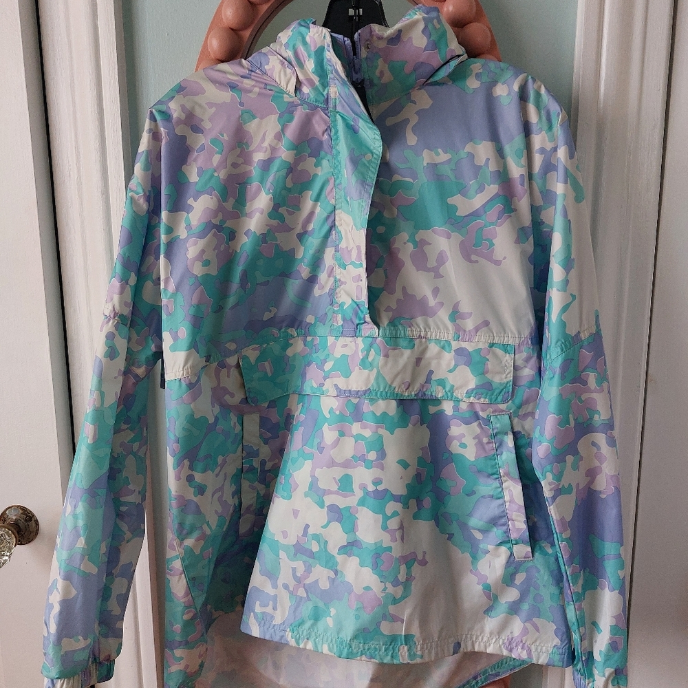 Lauren James Half Zip Windbreaker Pullover with Hideable Hood